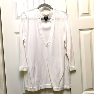 Talbots pima cotton v neck sweater/swim cover up resort, crochet, boho/preppy